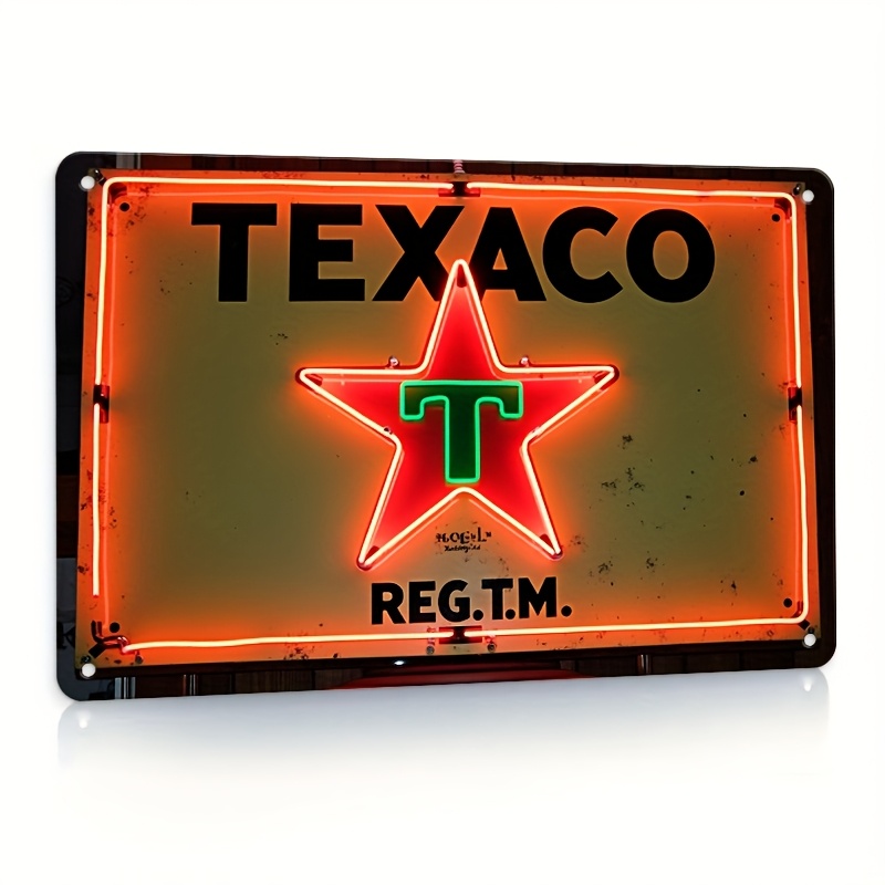 Home Cinema Restaurant - Panneau métallique TEXACO REG TM -