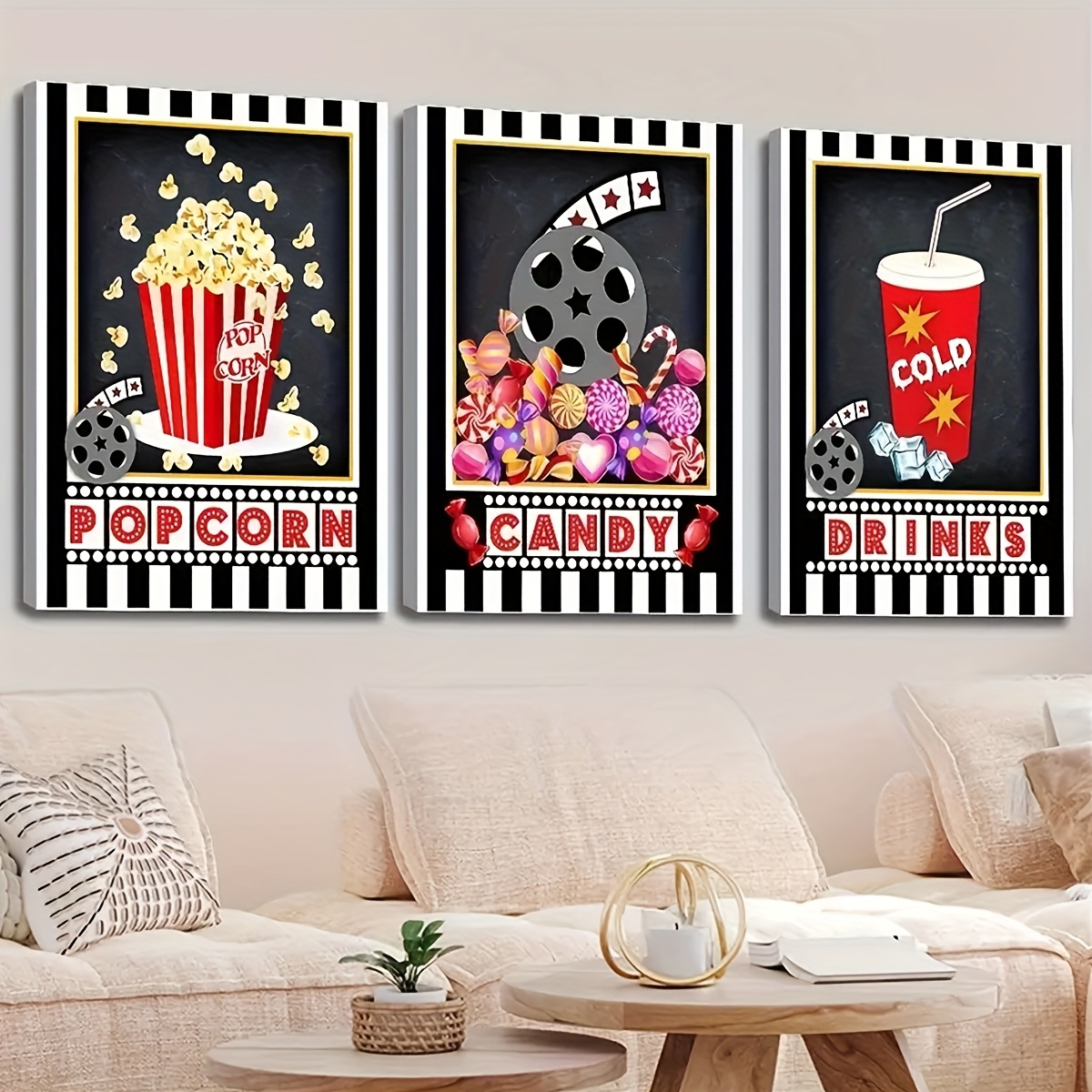 Home Cinema Logo - 3 pièces Art déco mural sans