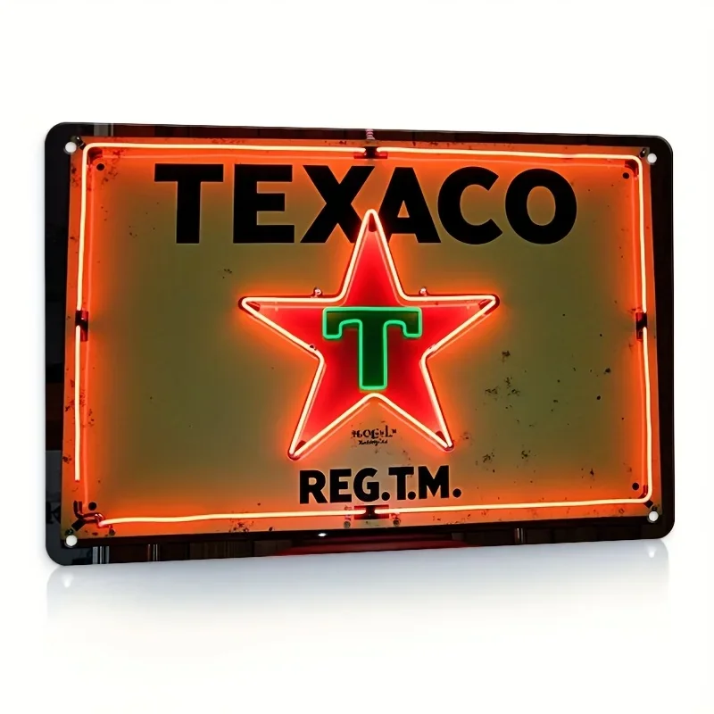 Home Cinema Restaurant - Panneau métallique TEXACO REG TM -